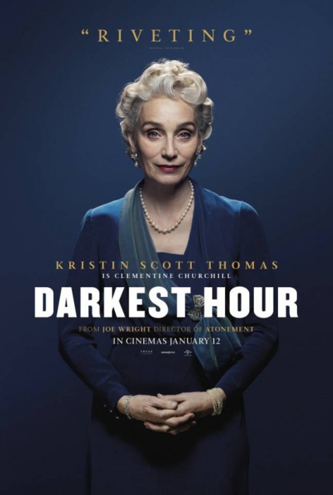 کریستین اسکات توماس در نمایی از پوستر فیلم سینمایی «تاریک ترین ساعت»(Darkest Hour)