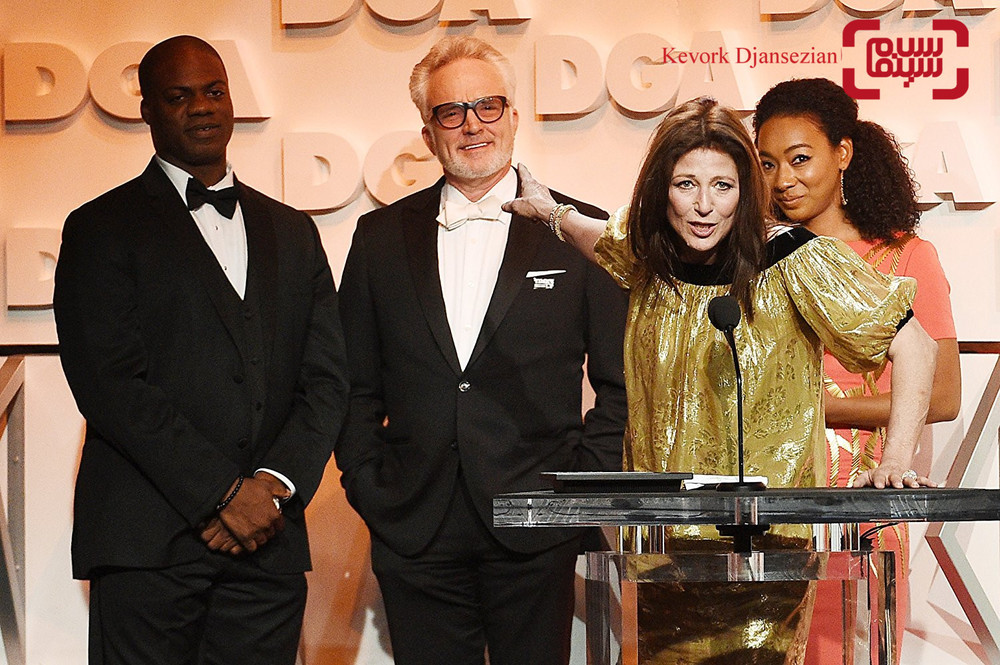 کاترین کینر, بردلی وایتفورد، مارکوس هندرسون و بتی گابریل در مراسم انجمن کارگردانان ۲۰۱۸